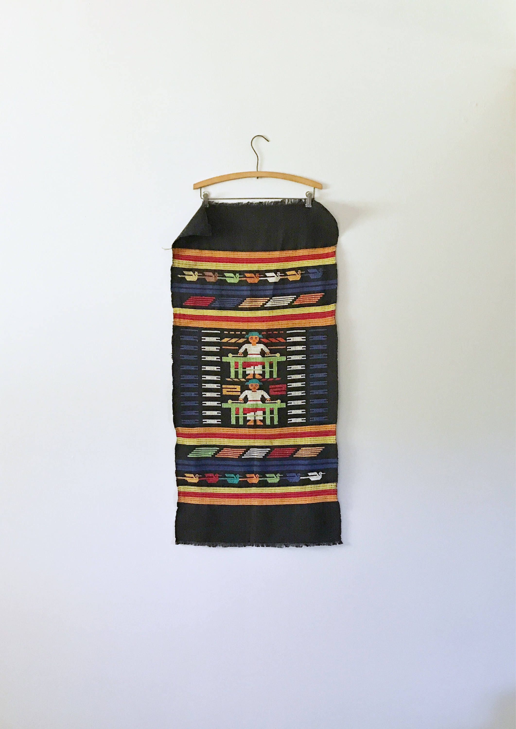 Vintage Mexican / Central American Black Cotton Embroidered Etsy