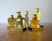 Mid Century Swedish Brass Christmas Candle Holders