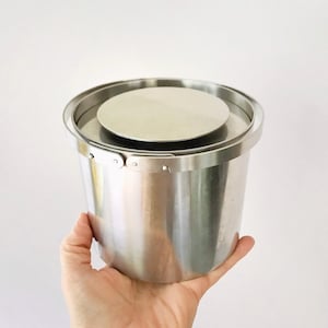 Mid Century Vintage Stelton Danish Modern Stainless Cylinda Line Ice Bucket Arne Jacobsen Design Made in Denmark Circa 1960&#39;s