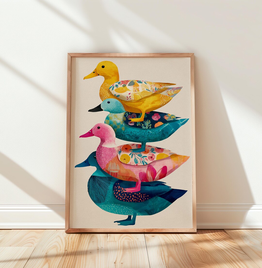 Colorful Ducks Poster | Modern Ducks Wall Art Poster | Abstract ...