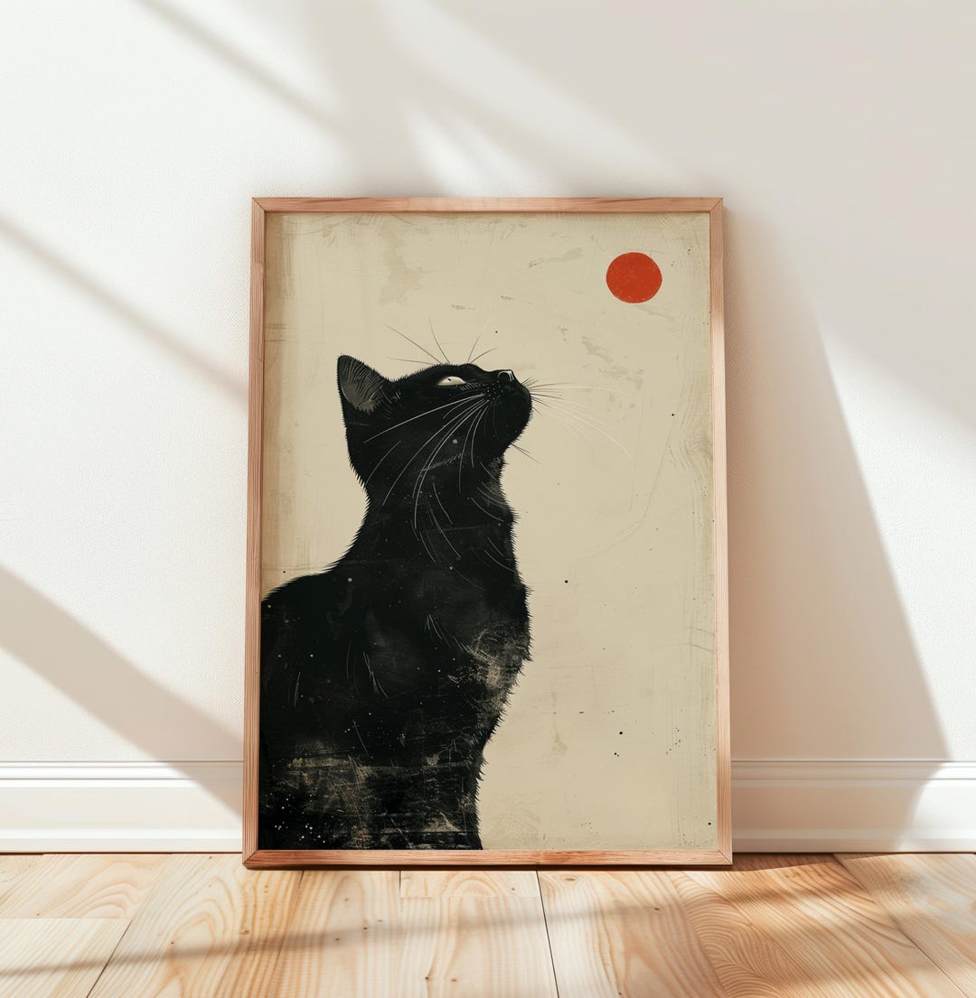 Japanese Cat Wall Art | Japanese Poster | Cat Animal Print | Japandi ...