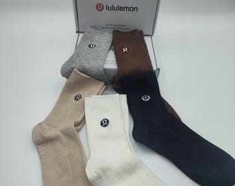 Calzini a coste - 5 paia in misto cotone, ispirati a Lululemon