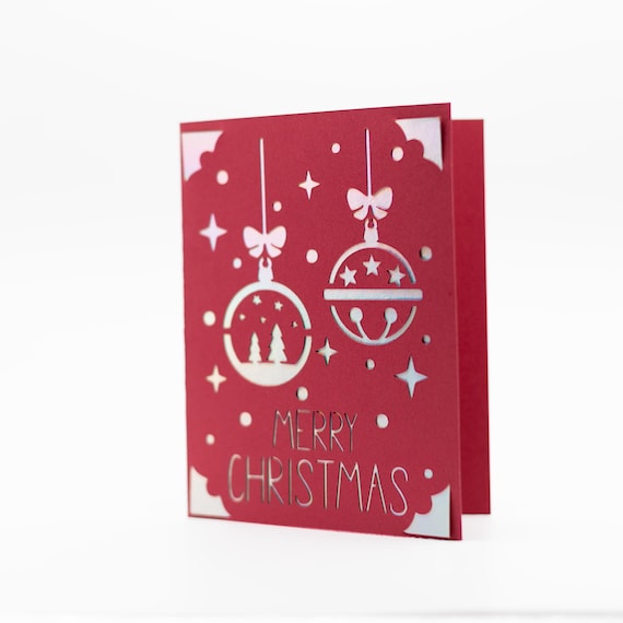 Handcrafted Christmas Card, Iridescent Ornament Cutout