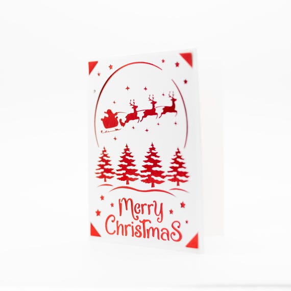 Handmade Santa and Reindeer Christmas Card