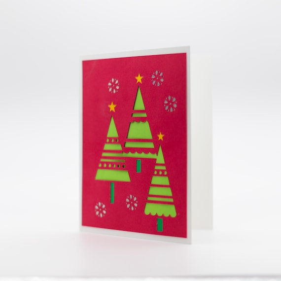 Layered Christmas Tree Card | Red Holiday Card