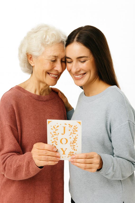 Elegant 'JOY' Christmas Card: Copper Leaf Design