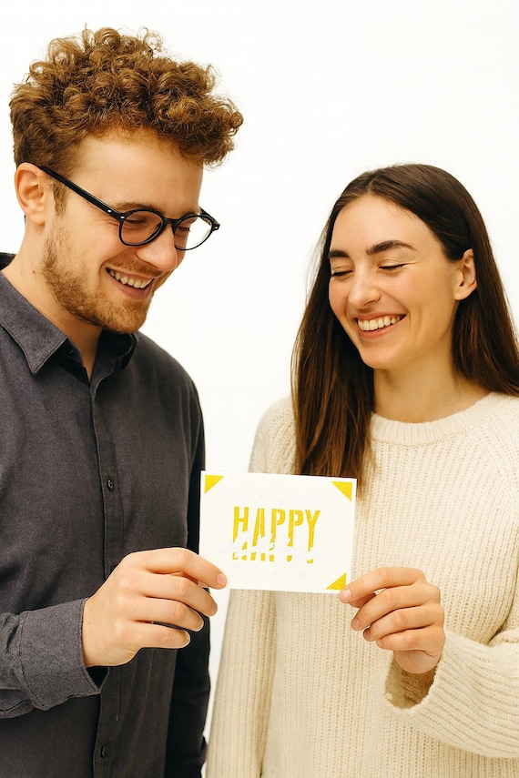 A Handmade Glittering Gold 'Happy Holidays' Card