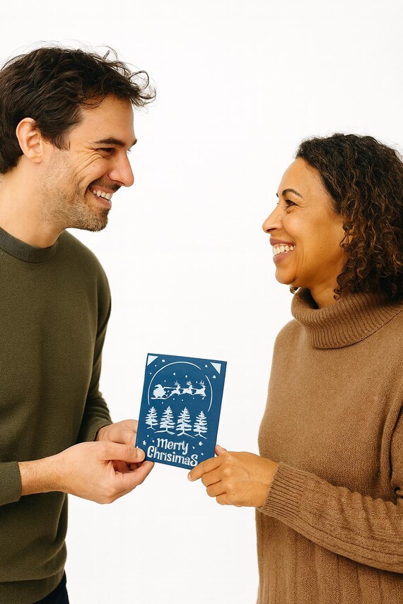 Santa's Flight Christmas Card, Holographic Cut-Outs