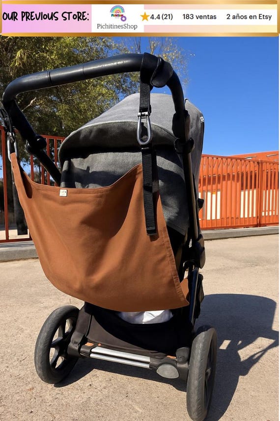 Asiento auxiliar para carrito | Hamaca para segundo niño | Accesorio universal hecho a mano | Marrón