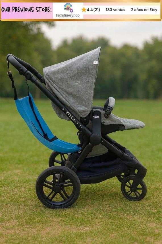 Auxiliary stroller seat | Hammock for a second child | Handmade universal accessory | BLUE