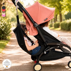 Seggiolino di supporto per passeggino | Seggiolino universale per passeggino | Amaca da viaggio | Fatto a mano | Nero
