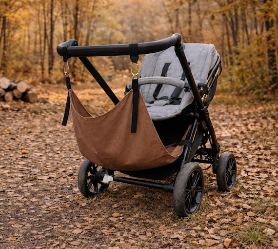 Auxiliary stroller seat | Hammock for a second child | Handmade universal accessory | Brown