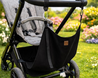 Sedile di supporto per passeggino | Amaca per il secondo bambino | Accessorio universale fatto a mano | NERO