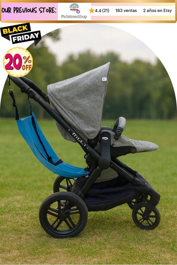 Auxiliary stroller seat | Hammock for a second child | Handmade universal accessory | BLUE