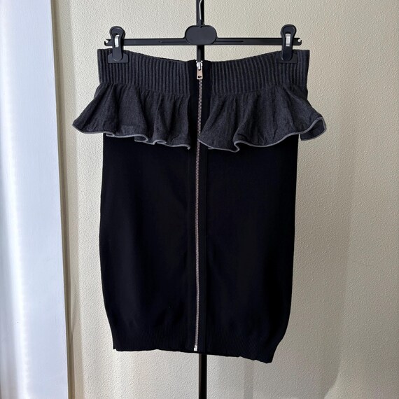 Alexander McQueen, Alexander McQueen Ruffle Zip Front Mini Skirt Black Size L