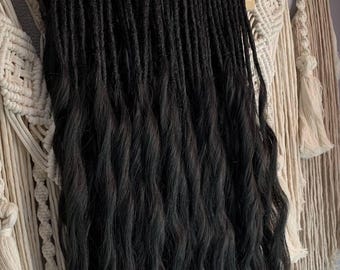 Black Double Ended Dreadlocks | Curly Hair | Synthetic DE Dreads | Handmade Boho Hair Extensions