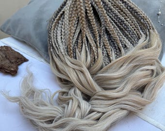 Dreadlocks biondi sfumati grigi / Dreads morbidi boho / Extension per capelli con texture naturale / Ricci sciolti