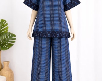 Conjunto de dos piezas Ankara para mujer, atuendo con estampado africano, conjunto a juego de tallas grandes, ropa nigeriana, pantalones anchos cortos, elegante top Dashiki.