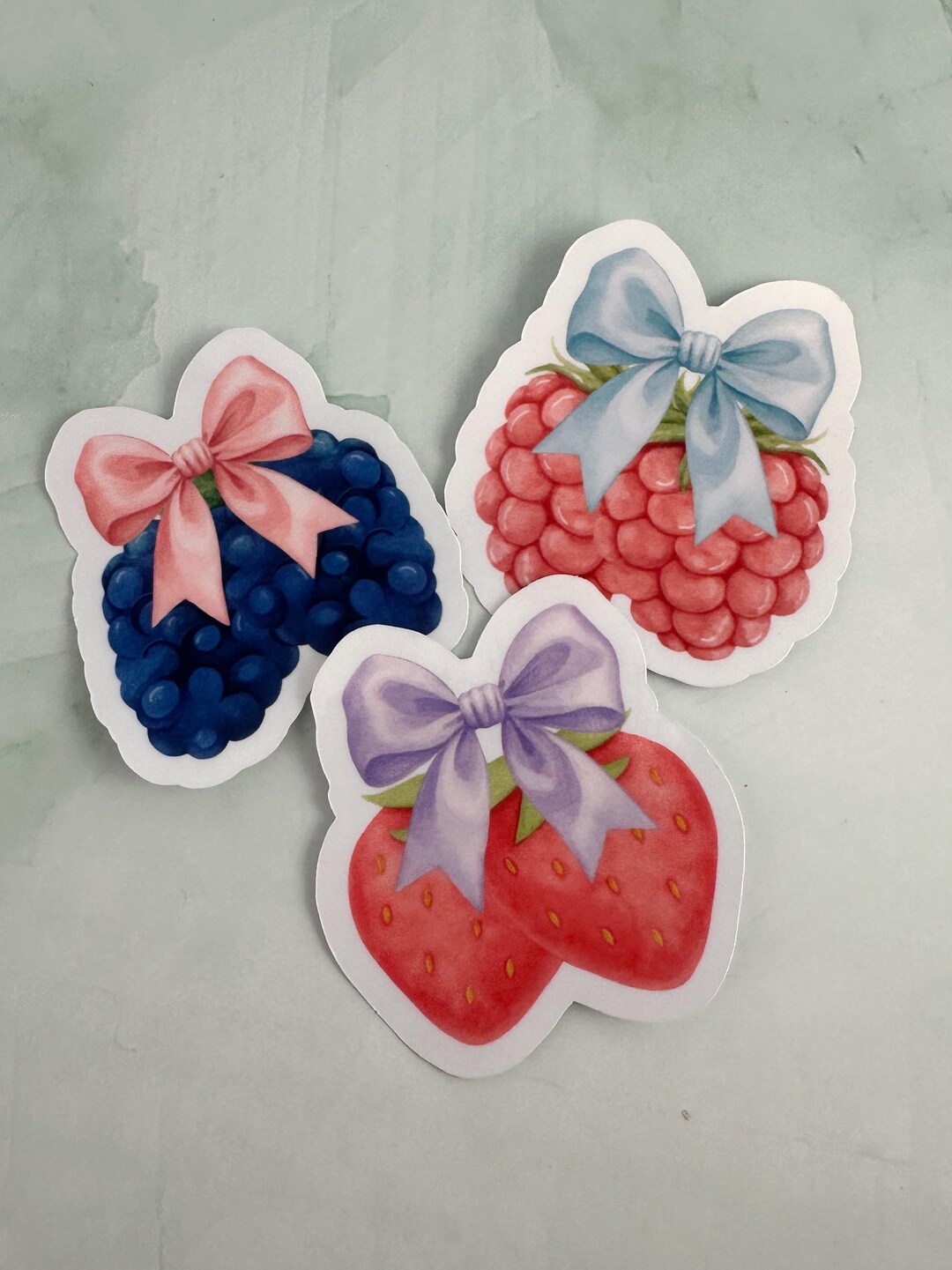 Coquette Fruit Stickers With Bows | Strawberry Raspberry Blackberry ...