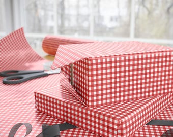 Wrapping Papers, Red Gingham Luxury Gift Wrap for Summer, Heavy Duty Gift Wrapping Paper, Perfect for Gifts, Celebrations, Holidays