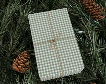 Gift Wrap, Summer Sage Green Gingham Luxury Wrapping Paper, Heavy Duty, Gift Packaging, Present Decoration, Craft Supplies, DIY Projects