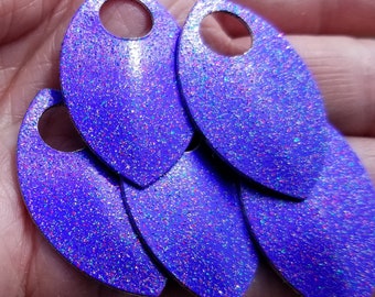 Dragon Scales - Aluminum - Large - BRIGHT Purple Rainbow Glitter - set of 25