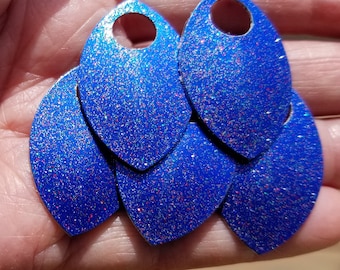 Dragon Scales - Aluminum - Large - BRIGHT Blue Rainbow Glitter - set of 25