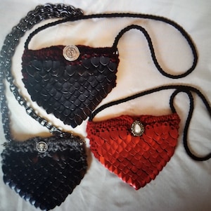 Dragon Scale Necklace or Flat Small Purse, Knit Pattern, Great for costumes