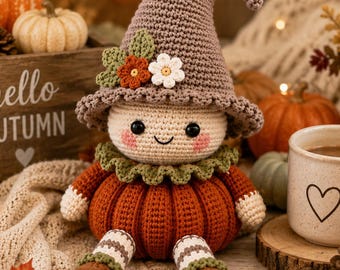 Häkelanleitung für einen Kürbiswichtel | Hexenhut-Amigurumi-Puppe (PDF-Download)