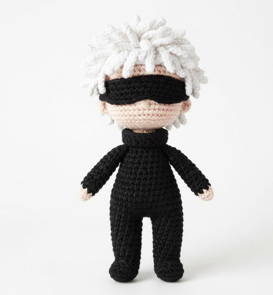 24 Fascinating Crochet Art Dolls and Figures 14 Gojo Satoru Crochet Pattern Amigurumi Plush Figure