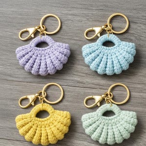 Patrón de llavero de bolso de crochet / Mini llavero en forma de abanico (Patrón PDF)