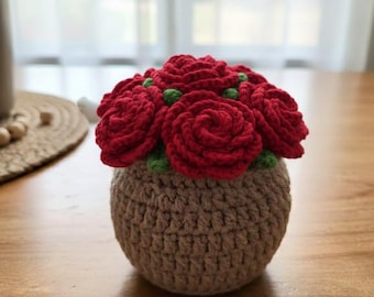 Blumentopf Häkelanleitung | Minipflanze | Handmade Wohndekor | Sofort Download PDF