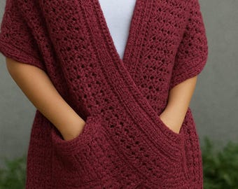 Cozy Crochet Pocket Shawl Pattern – Digital Download PDF