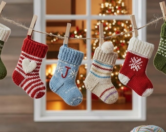 Strickanleitung für Mini-Weihnachtsstrümpfe | Anleitung für winzige Ornamente | Festliche Dekoration | PDF-Download (sofortiger Download)
