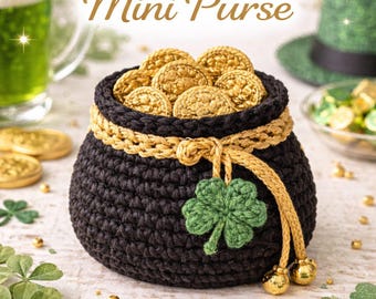 Gehäkelte Pot of Gold Mini Geldbörse Muster | St Patrick's Day Münzbeutel (PDF-Muster)
