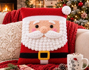 Häkelanleitung für ein Weihnachtsmannkissen | Handgefertigte Weihnachtsdekoration (PDF) | Sofort-Download