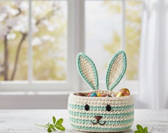 Crochet Bunny Basket Pattern | Easter Nursery Storage (PDF Instant Download)