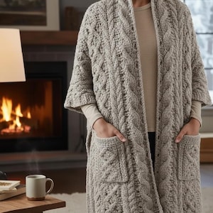 Cozy Pocket Shawl Crochet Pattern – Chunky Wrap PDF