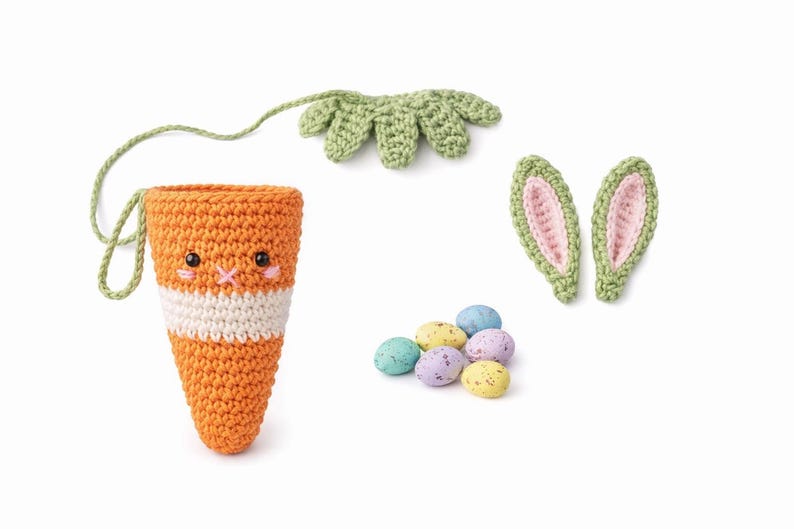 Crochet Bunny Carrot Treat Bag Pattern PDF | Easter Basket | Amigurumi ...