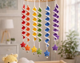 Regenbogen Baby Mobile Häkelanleitung | Kinderzimmer Deko hängend | Spiralstern Mobile | PDF Sofortdownload