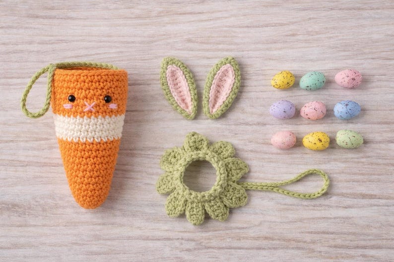 Crochet Bunny Carrot Treat Bag Pattern PDF | Easter Basket | Amigurumi ...