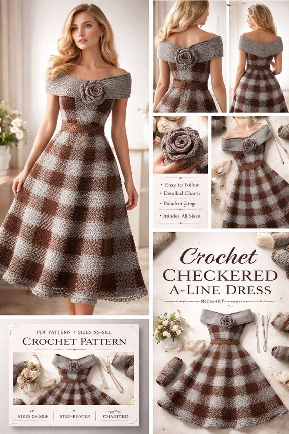crochet a line dress pattern Checkered FOOTER: Express Shipping this dress is both Finishing off the year Size:3XLarge