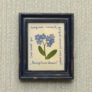 Lijst met geperste bloemen, gedroogde bloemenkunst, foto vergeet-mij-nietjes, romantisch cadeau, origineel kunstwerk