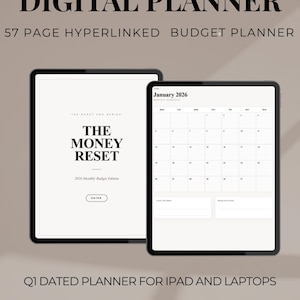 Budget Planner 2026 Q1 Digital PDF Hyperlinked Debt Savings Tracker GoodNotes iPad Finance Template