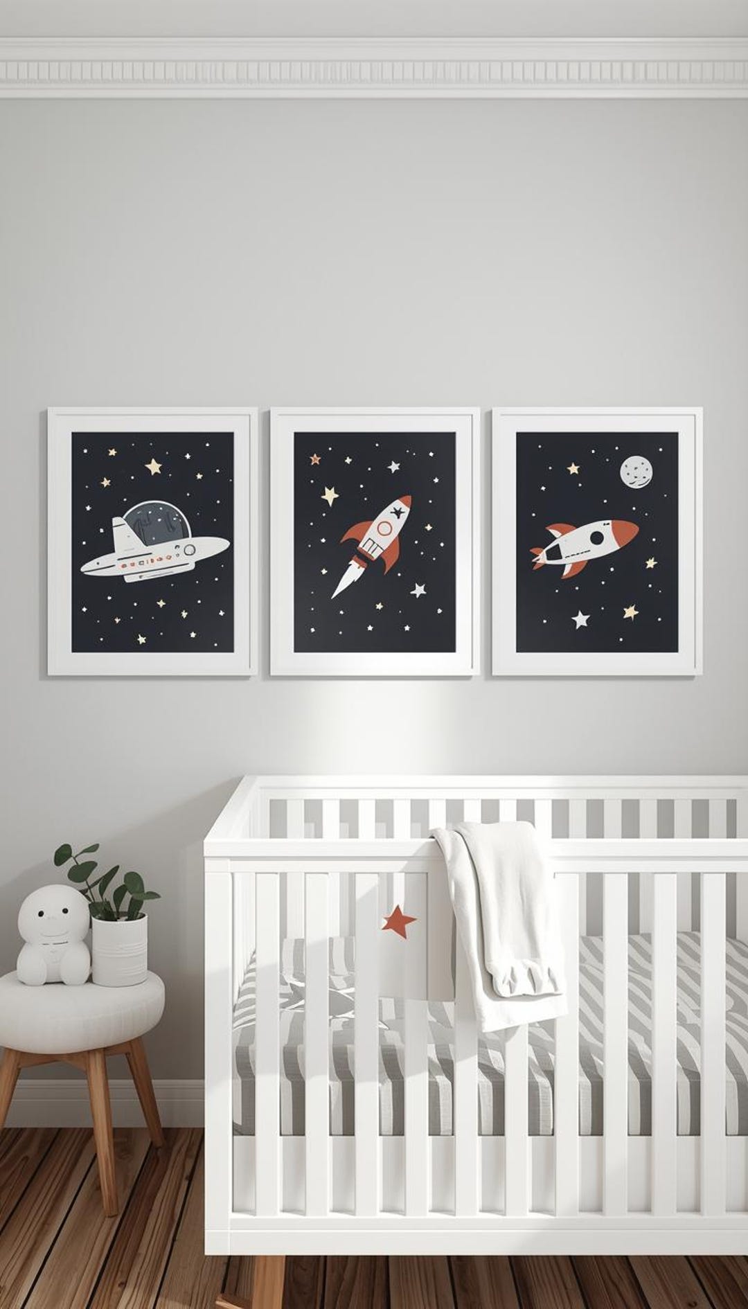 Baby Astronaut Wall Art Set, Space Nursery Rocket Prints (digital ...