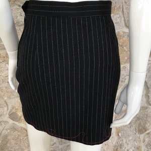 Vintage 1980s 1990s Moschino Cheap and Chic Pinstripe Skirt with Red Heart Stitching image 9