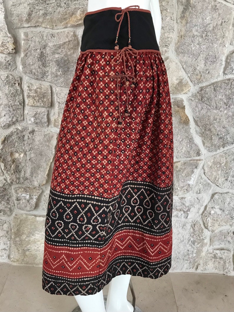 Gorgeous Vintage 1970s Indian Cotton Skirt by California Babes image 4