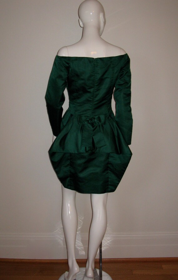 Vintage Scaasi Boutique Emerald Green Long Sleeve… - image 4