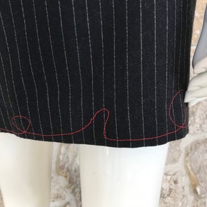 Vintage 1980s 1990s Moschino Cheap and Chic Pinstripe Skirt with Red Heart Stitching image 8