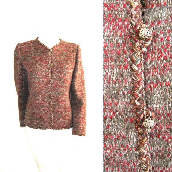 CHANEL Paris Fall 2001 Brown Wool Tweed Women's Cropped Jacket